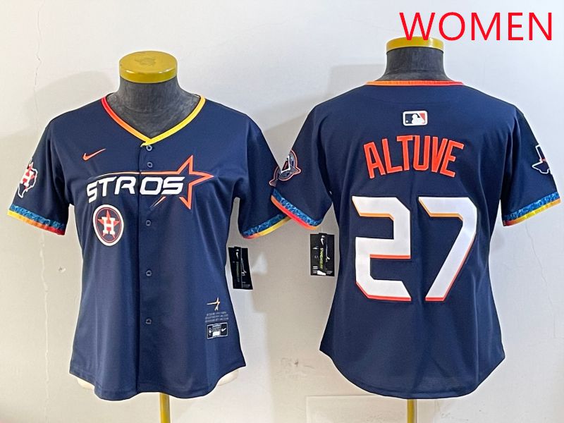 Women Houston Astros #27 Altuve Drak Blue Fourth generation Joint Name 2025 Nike MLB Jersey style 6